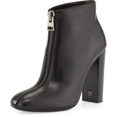 100% AUTHENTIC NEW TOM FORD FRONT ZIP LEATHER ANKLE BOOT  36 RETAIL $1250  - Image 1 of 4