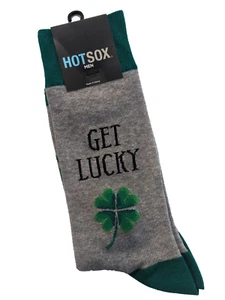 NUEVO ~ Hot Sox ~ Par individual de calcetines para hombre "Get Lucky" ~ Gris brezo 10-13 - Imagen 1 de 3