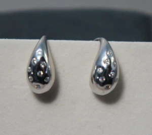 David Yurman 925 Silver PUREFORM 16 Diamond Drop Wire Earrings DY Pouch - Picture 1 of 6