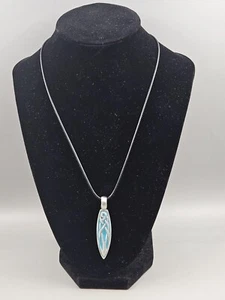 Celtic Knot Pendant Pewter Spear Turquoise Colored Enameled Inlay Large Bail - Picture 1 of 9