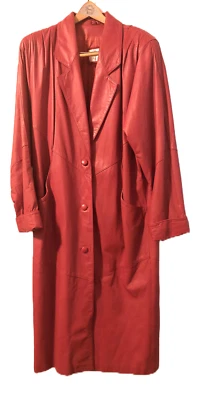 Abrigo largo completo de cuero rojo Pelle Studio vintage talla M Foto 1 de 4