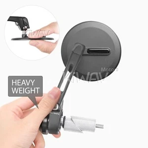 Pair bar end mirrors heavy slim OJO round black for Harley '96-'07 Touring - Picture 1 of 11