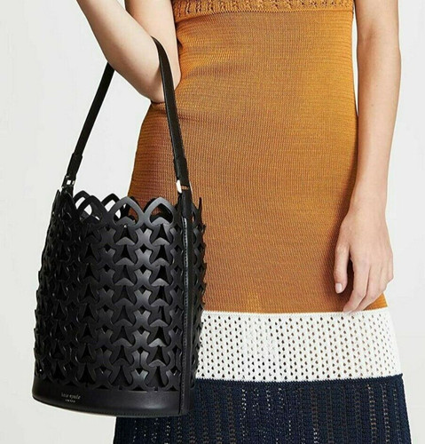 Borsa a secchiello Kate Spade RUNWAY in pelle nuova con etichetta pelle nera