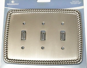 Dreifach Lichtschalter Abdeckung SEIL Wandplatte SATIN NICKEL Brainerd 126421 - Bild 1 von 2