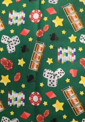 1 yarda x 44" 100% algodón, textiles Foust, apuesta, póker, fondo verde  Foto 1 de 3