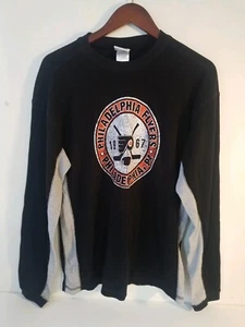 NHL Philadelphia Flyers Long Sleeve Thermal Mens Size Medium Black Gray Orange - Picture 1 of 7