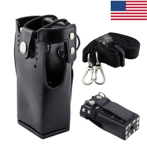 Hard Leather Case Carrying Holder Holster For Motorola Two Way Radio With Strap - Picture 1 of 8
