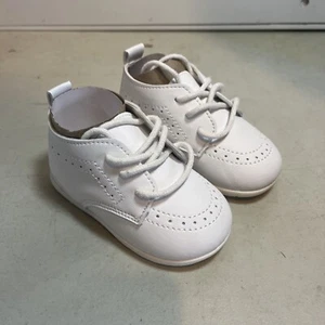 White Baby Shoes Dress Lace Up Formal Event Size 3 Toddler - Picture 1 of 7