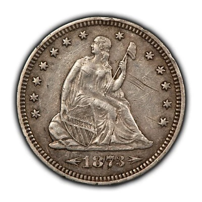 1873 25c Seated Liberty Silver Quarter - Arrows - XF/AU - SKU-B3695 - Image 1 of 4