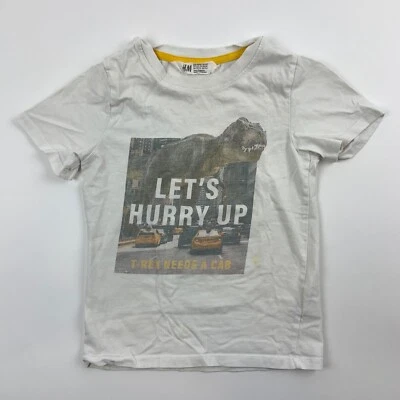 H&M Kids Boys T Shirt Short Sleeve White 4/6 - Image 1 of 4