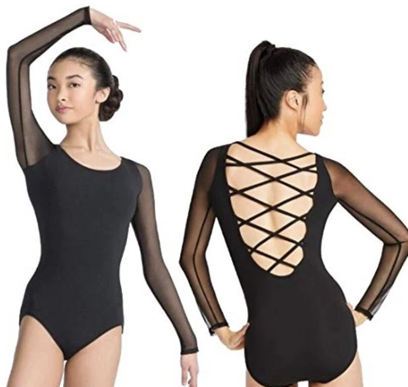 Capezio Black Meryl Sport Strap Back Dance Leotard MC832W Sz M