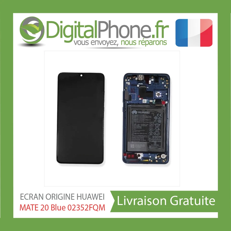 ECRAN LCD ORIGINAL BATTERIE HUAWEI MATE 20 Blue 02352FQM --TVA-- - Photo 1/1