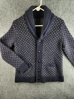 Cárdigan de lana J Crew grande azul manchado cordero manga larga botón suéter para mujer Foto 1 de 4