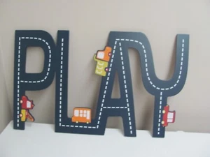 Wall Decor PLAY Blue with Construction Vehicles New from Hobby Lobby - Picture 1 of 6