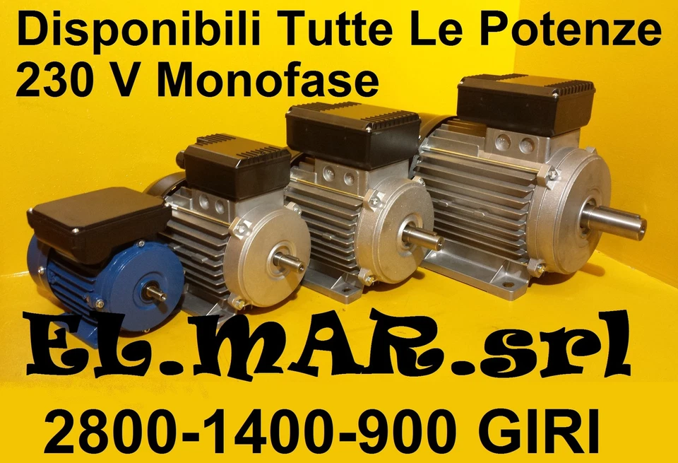 Motore Elettrico Monofase B3 CON PIEDINI giri 2800 1400 900 rpm poli 2 4 6 230 V - Imagen 1 de 1