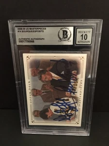 2008-09 RAY BOURQUE/PHIL ESPOSITO AUTOGRAPHED U.D. MASTERPIECES #14 BECKETT "10" - Picture 1 of 4