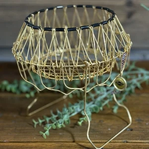Erdecor Folding Wire French Egg Basket Escaut Guaranteed Pure Gold Coated 1960's - Picture 1 of 7