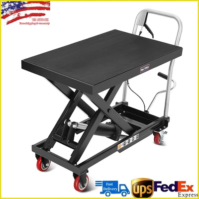 Hydraulic Lift Cart Single Scissor Lift Table Manual 1100lb Capacity 32" Lifting - Image 1 of 4