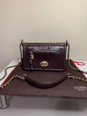 COACH Lex Small Flap Crossbody Bag F22292 Patent Leather Oxblood Chain Strap - Image 1 of 4