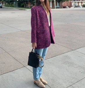 Veronica Beard Plus Size 16 Womens Crispin Coat Purple Multicolored Wool Blend - Picture 1 of 15