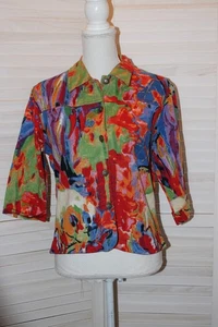 Kaktus Damen Jacke Gr. Large Wearable Art Bunt Abstrakt Vintage Y2K 90er - Bild 1 von 8