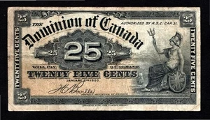 Dominion of Canada 25 Cent Banknote Boville 1900 VERY SCARCE - Picture 1 of 2