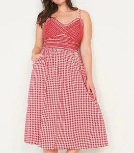 Old Navy Gingham Red White Sun Dress 3x - Picture 1 of 7
