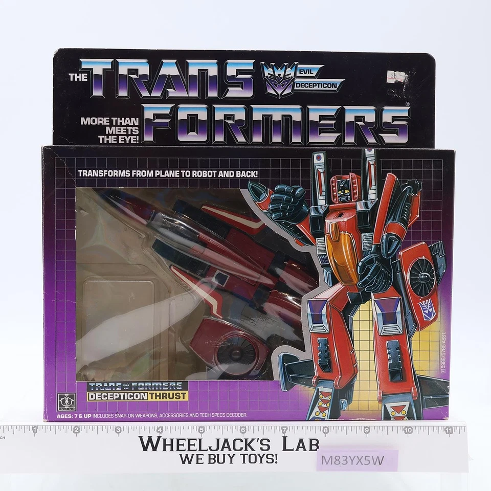 Thrust 100% Complete W/Box & Insert 1985 Vintage G1 Transformers UNUSED STICKERS - Image 1 of 4