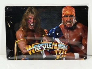 Wrestlemania 6 Metal Poster Sign Hulk Hogan Ultimate Warrior WWF Championship - Picture 1 of 1