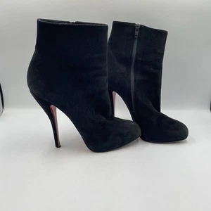 CHRISTIAN LOUBOUTIN Black Suede Ankle Booties- Women’s Size 39 / US 8.5 - Picture 1 of 12