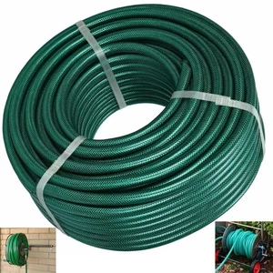 Tubo flessibile da giardino verde rinforzato 50M 100M con bobina - irrigazione PVC durevole UK - Foto 1 di 13