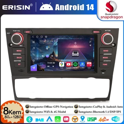 Qualcomm Android 14 128GB 8-Kern DAB+ Autoradio Navi für BMW 3er E90 E91 E93 E92 - Bild 1 von 4