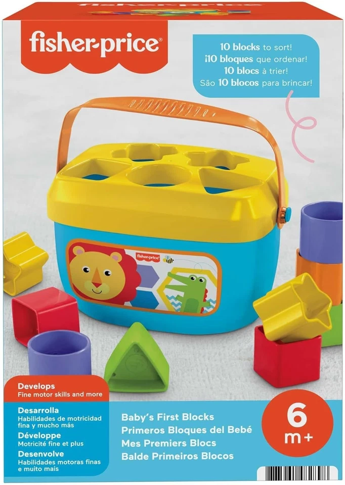 Fisher-Price Stacking Toy Baby's First Blocks Set of 10 Shapes for Sorting Play - Image 1 of 4