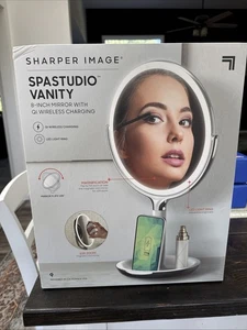 Sharper Image SpaStudio Vanity LED 8-inch 5x10x Mirror QI Wireless Charging - Picture 1 of 7