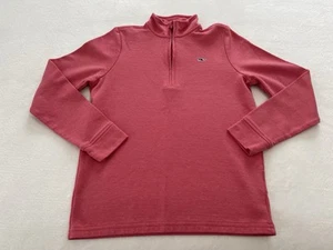 Vineyard Vines Kids 1/4 Zip Golf Pullover Ribbed MockNeck Sweatshirt 12/14 Coral - Picture 1 of 9