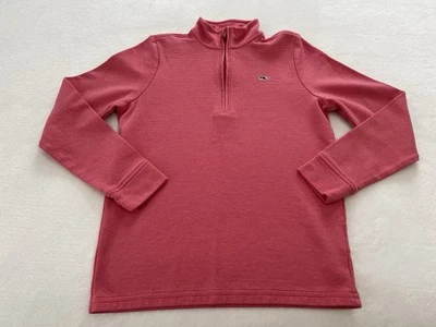 Vineyard Vines Niños 1/4 Cremallera Golf Pullover Acanalado Cuello Simulado Sudadera 12/14 Coral Foto 1 de 4