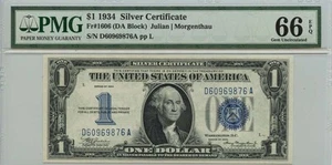 1934 $1 Silver Certificate Blue Seal Fr# 1606 PMG Gem66 EPQ - Picture 1 of 2