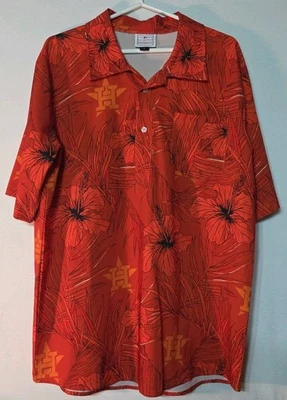 Houston Astros Hawaiian Floral Shirt Mens Large Pullover Polyester Elastane MLB - Image 1 of 4