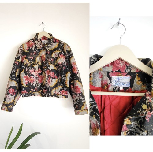 Giacca denim floreale Kenzo Jeans vintage anni 80