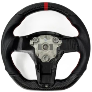  Anillo rojo volante fibra de carbono real para Tesla Modelo 3 Modelo Y NUEVO - Imagen 1 de 5