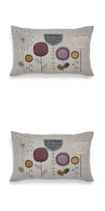 2 X Applique Elements Dandelion Cushion Covers Beige/Grey 30cm X 50cm New Bnwt - Picture 1 of 1