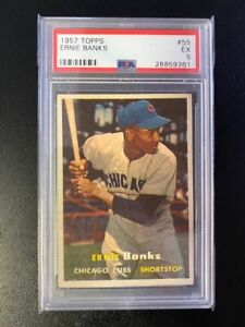 1957 Topps Ernie Banks #55  Graded PSA 5 EX      Baseball Card