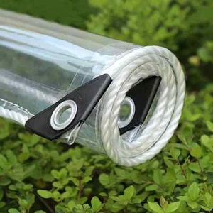 450gsm Clear Tarpaulin Heavy Duty PVC Waterproof Glass Pet Cover Tarp Sheet new - Picture 1 of 12