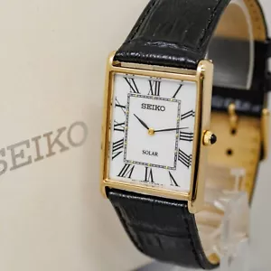 Full Set *TOP MINT* SEIKO V115-0BC0 Solar Tank White Roman Dial Men's 28mm Watch - Picture 1 of 18