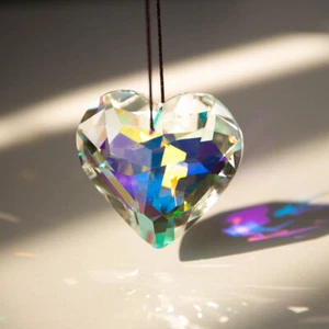 Suncatcher Heart Pendant Rainbow Crystal Window Hanging Prism Gifts Decoration - Picture 1 of 6