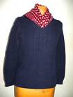 Womens Sweater Small G H Bass Cable Knit Navy V Neck & Free Scarf
