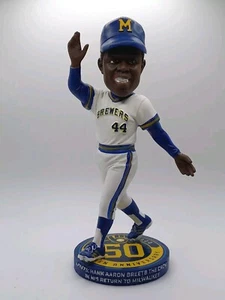 2020 Milwaukee Brewers 50th Anniversary Hank Aaron Bobblehead Braves In Box - Picture 1 of 6