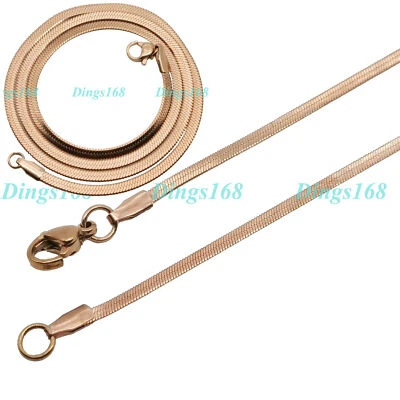 Men&women's Genuine 18K Rose Gold Filled 2mm Thin Flat Snake Chain Necklace F764 - Image 1 of 2