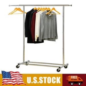 Rolling Clothing Garment Rack Collapsible Organizer Casters Heavy Duty Chrome US - Picture 1 of 5