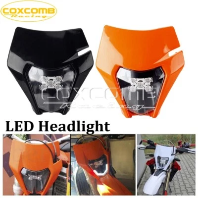 Motorcycle LED Headlight Lamp Fairing for Kawasaki KX KLX KLR Suzuki DR Honda CR - Image 1 of 4